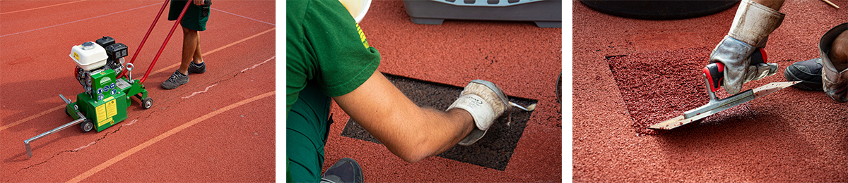 Sandmaster repairs rubber flooring