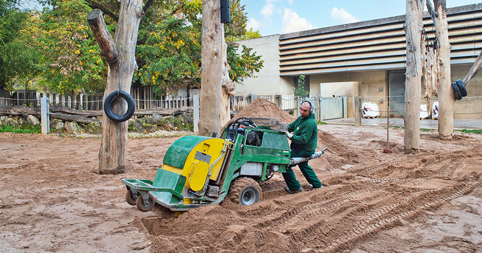 Sand cleaning in the elephant enclosure